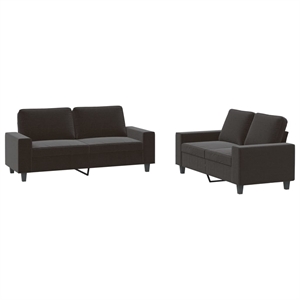 Bowery Hill Contemporary Fabric Sofa Set in Black Finish Fabric