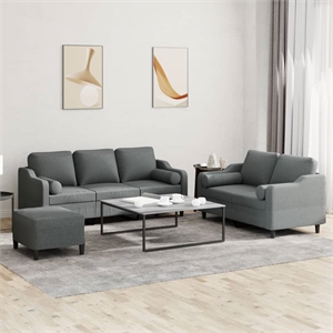 Bowery Hill Contemporary Metal Sofa Set in Dark Grey Polyester Fabric