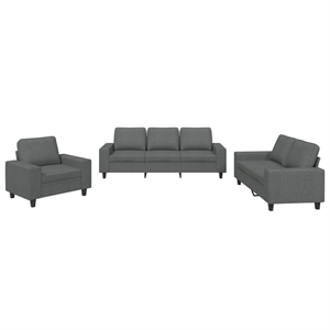 Bowery Hill Contemporary Metal Sofa Set in Dark Grey Polyester Fabric