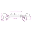 Bowery Hill Contemporary Metal Sofa Set in Dark Grey Polyester Fabric