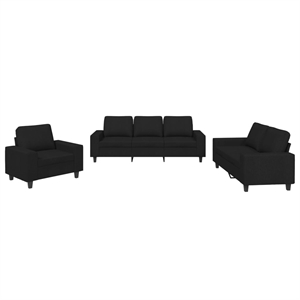 Bowery Hill Contemporary Fabric Sofa Set in Black Finish Fabric