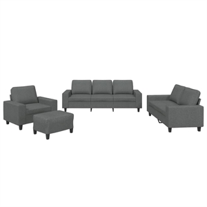Bowery Hill Contemporary Metal Sofa Set in Dark Grey Polyester Fabric
