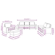 Bowery Hill Contemporary Metal Sofa Set in Dark Grey Polyester Fabric