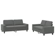 Bowery Hill Contemporary 2 Piece 2 Seater Sofa Set in Dark Gray