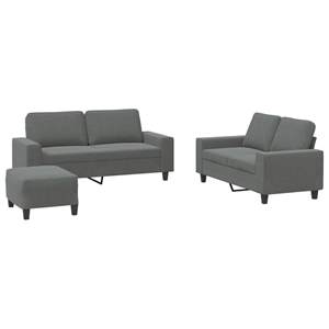 Bowery Hill Contemporary 3 Piece Sofa Set in Dark Gray Fabric