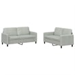Bowery Hill Contemporary 2 Piece 2 Seater Sofa Set in Light Gray Velvet