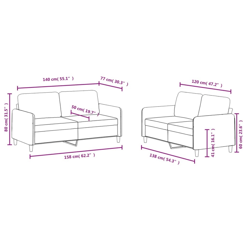 Bowery Hill Contemporary Velvet Sofa Set in Dark Green Finish