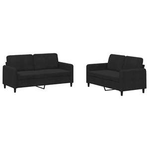 Bowery Hill Contemporary Medium Sofa Set in Black Finish Polyester