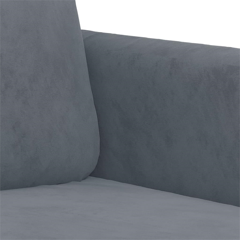 Bowery Hill Contemporary Metal Sofa Set in Dark Grey Polyester Velvet