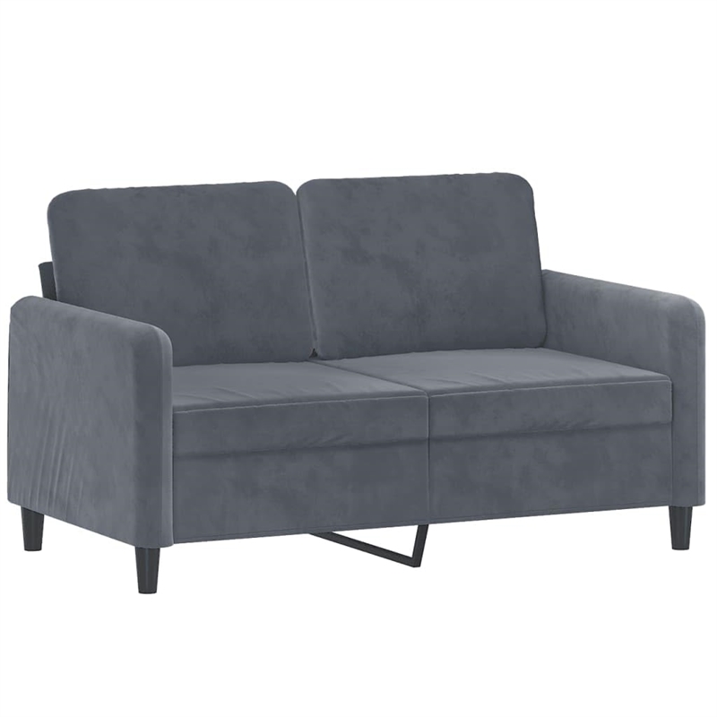Bowery Hill Contemporary Metal Sofa Set in Dark Grey Polyester Velvet