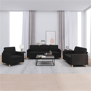 Bowery Hill Contemporary Metal Sofa Set in Black Finish Polyester