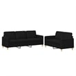 Bowery Hill Contemporary Fabric Sofa Set in Black Finish Fabric