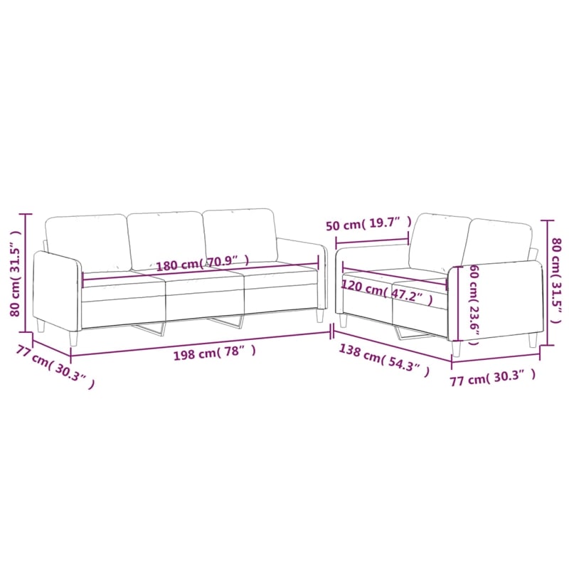 Bowery Hill Contemporary Fabric Sofa Set in Black Finish Fabric