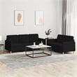 Bowery Hill Contemporary Fabric Sofa Set in Black Finish Fabric