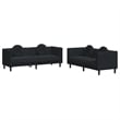 Bowery Hill Contemporary Standard Sofa Set in Black Finish Velvet