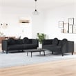 Bowery Hill Contemporary Standard Sofa Set in Black Finish Velvet