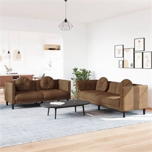 Bowery Hill Modern / Contemporary Sofa Set in Brown Finish Velvet