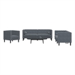 Bowery Hill Contemporary Velvet Chesterfield Sofa Set in Dark Grey