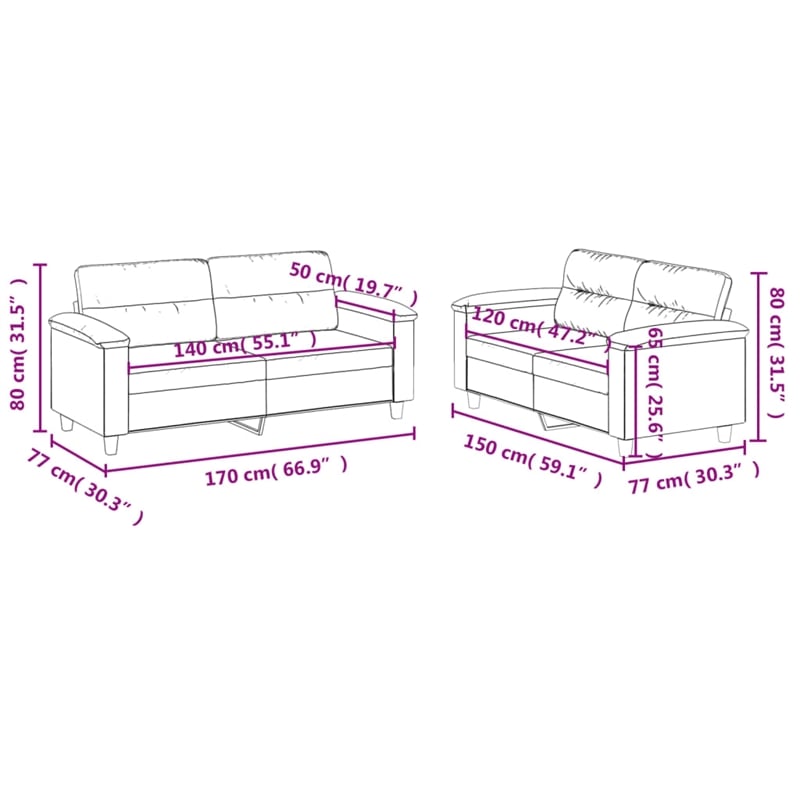 Bowery Hill Contemporary Metal Sofa Set in Black Faux Leather
