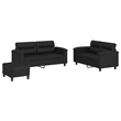 Bowery Hill Contemporary Metal Sofa Set in Black Faux Leather