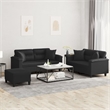 Bowery Hill Contemporary Metal Sofa Set in Black Faux Leather