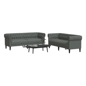 Bowery Hill Contemporary Sofa Set in Dark Grey Finish Polyester