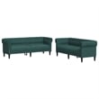 Bowery Hill Contemporary Wooden Sofa Set in Dark Green Polyester