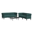 Bowery Hill Contemporary Wooden Sofa Set in Dark Green Polyester
