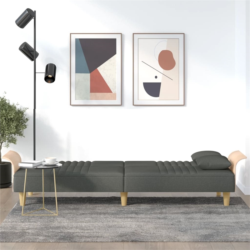 Bowery Hill Contemporary Full Sofa Bed in Dark Grey Finish Fabric