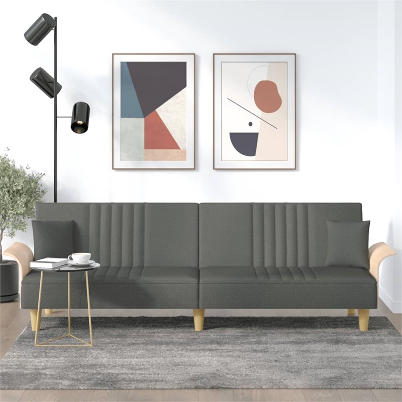 Bowery Hill Contemporary Full Sofa Bed in Dark Grey Finish Fabric