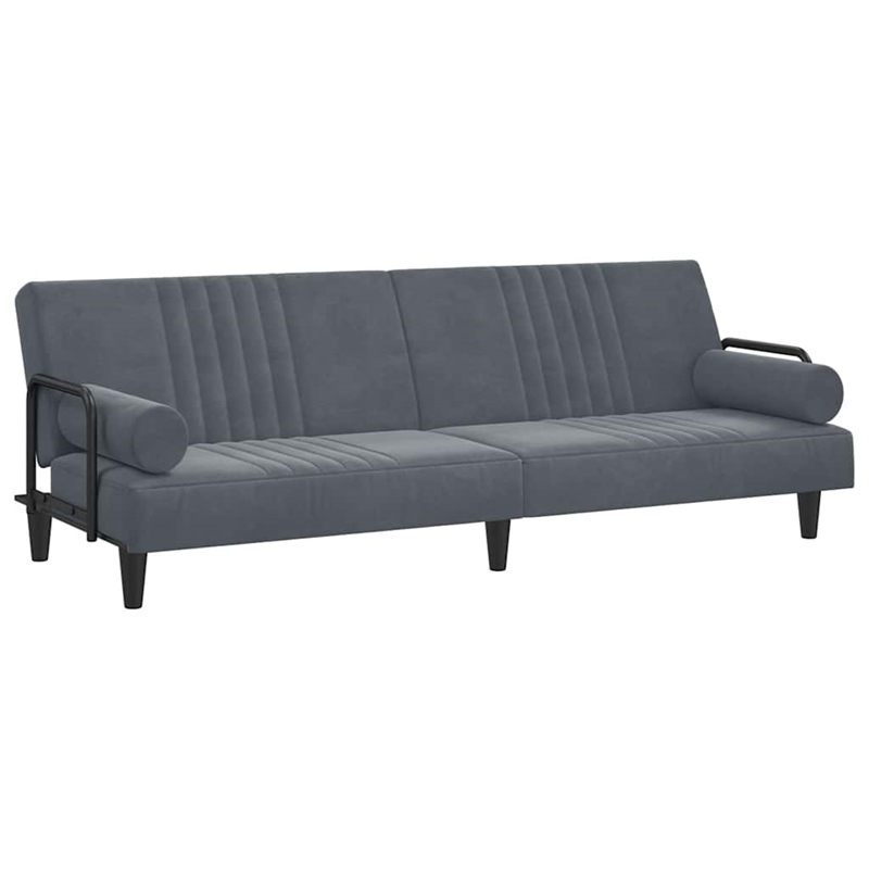 Bowery Hill Contemporary Large Sofa Bed in Dark Grey Finish Velvet