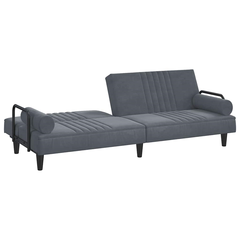 Bowery Hill Contemporary Large Sofa Bed in Dark Grey Finish Velvet