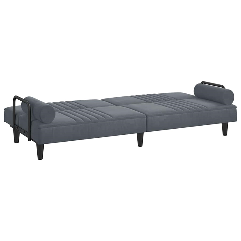 Bowery Hill Contemporary Large Sofa Bed in Dark Grey Finish Velvet