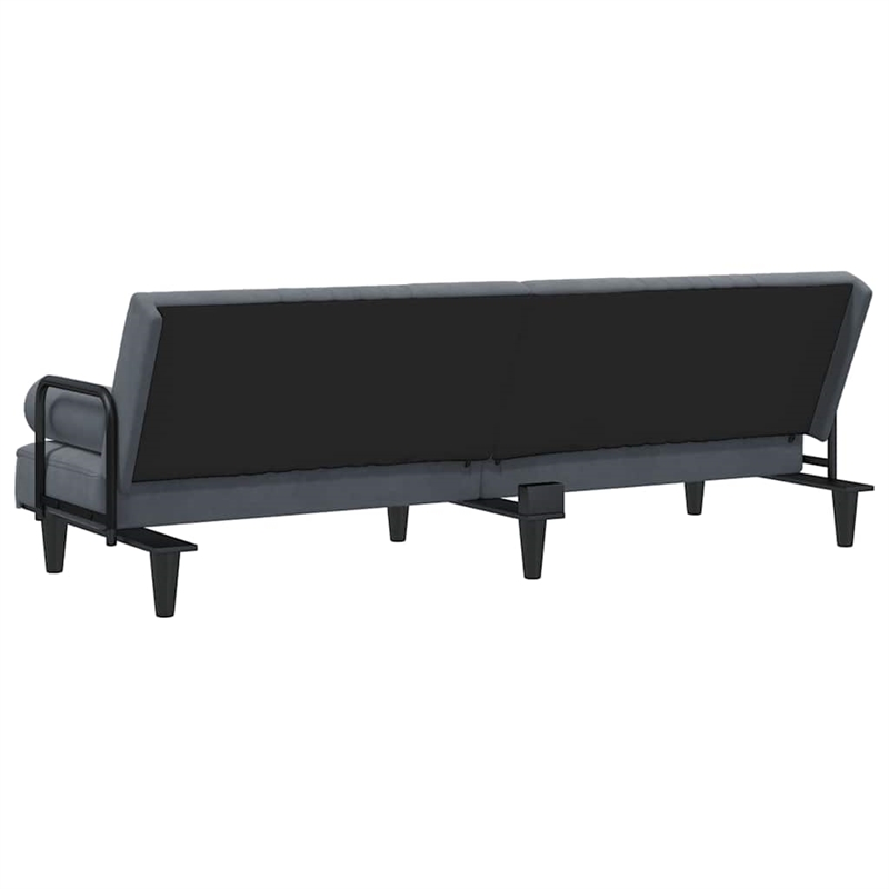 Bowery Hill Contemporary Large Sofa Bed in Dark Grey Finish Velvet