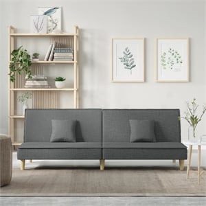 Bowery Hill Contemporary Standard Sofa Bed in Dark Grey Fabric Polyester