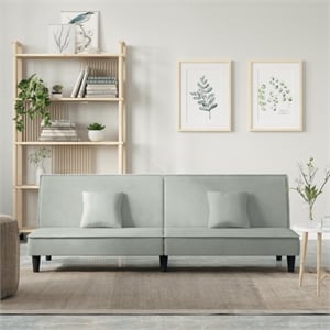 Bowery Hill Contemporary Sofa Bed in Light Grey Polyester Velvet Plywood