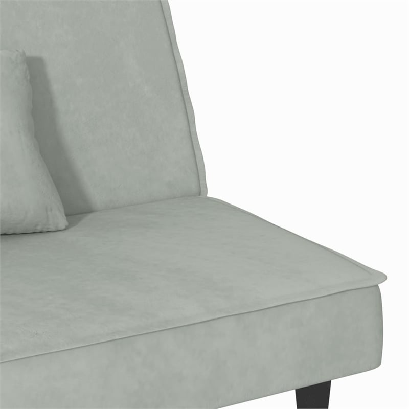 Bowery Hill Contemporary Sofa Bed in Light Grey Polyester Velvet Plywood