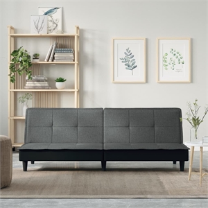Bowery Hill Contemporary Polyester Sleeper Sofa Bed in Dark Gray