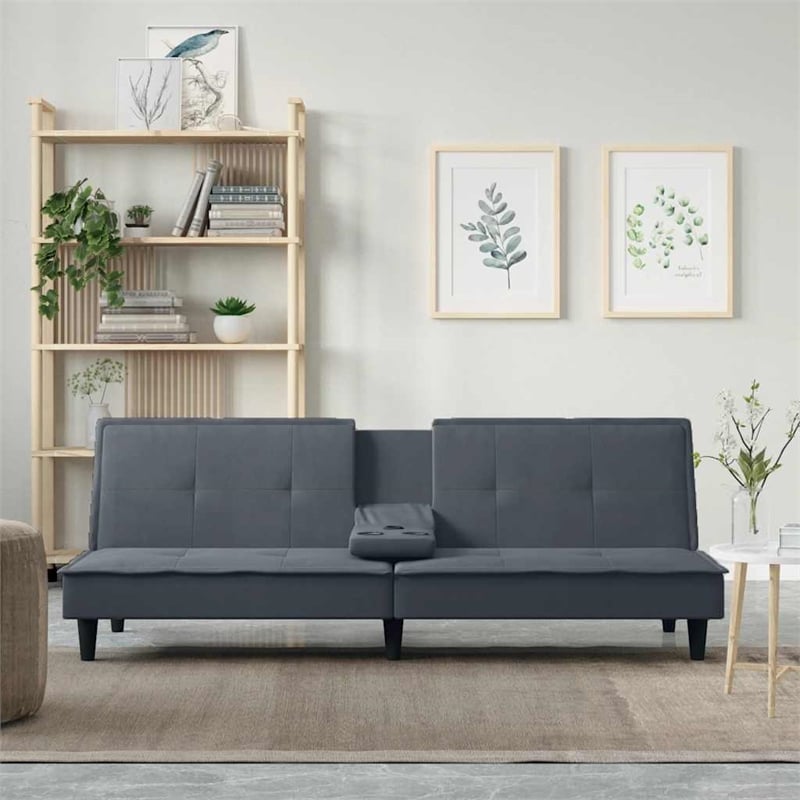 Bowery Hill Contemporary Standard Sofa Bed in Dark Grey Velvet