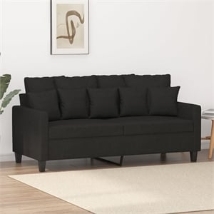 Bowery Hill Contemporary 2-Seater Sofa in Black Finish Fabric