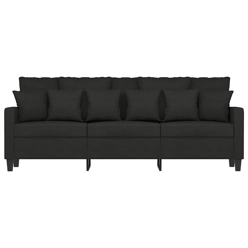 Bowery Hill Contemporary Polyester 3-Seater Sofa in Black Finish