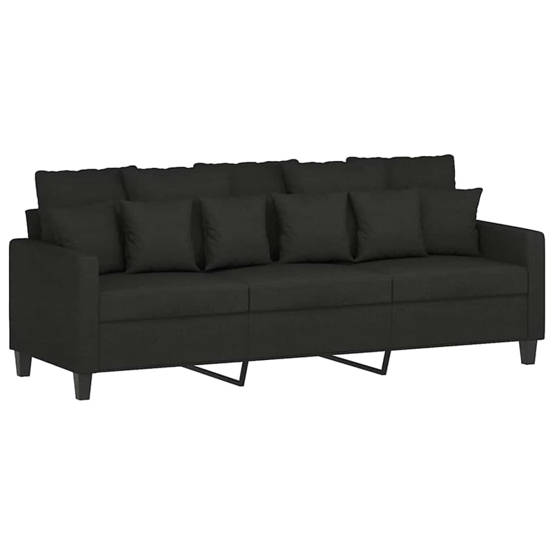 Bowery Hill Contemporary Polyester 3-Seater Sofa in Black Finish