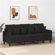 Bowery Hill Contemporary Polyester 3-Seater Sofa in Black Finish