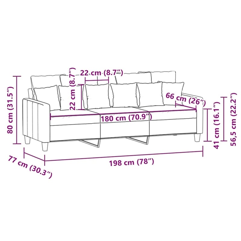 Bowery Hill Contemporary 3-Seater Sofa in Dark Gray Finish Fabric