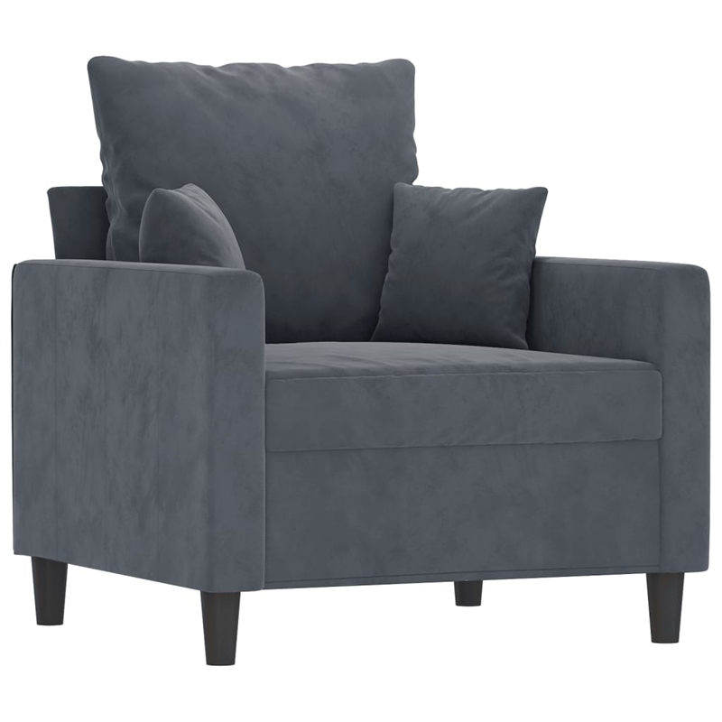 Bowery Hill Contemporary Single Sofa Chair in Dark Grey Polyester Velvet