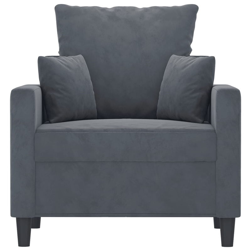 Bowery Hill Contemporary Single Sofa Chair in Dark Grey Polyester Velvet