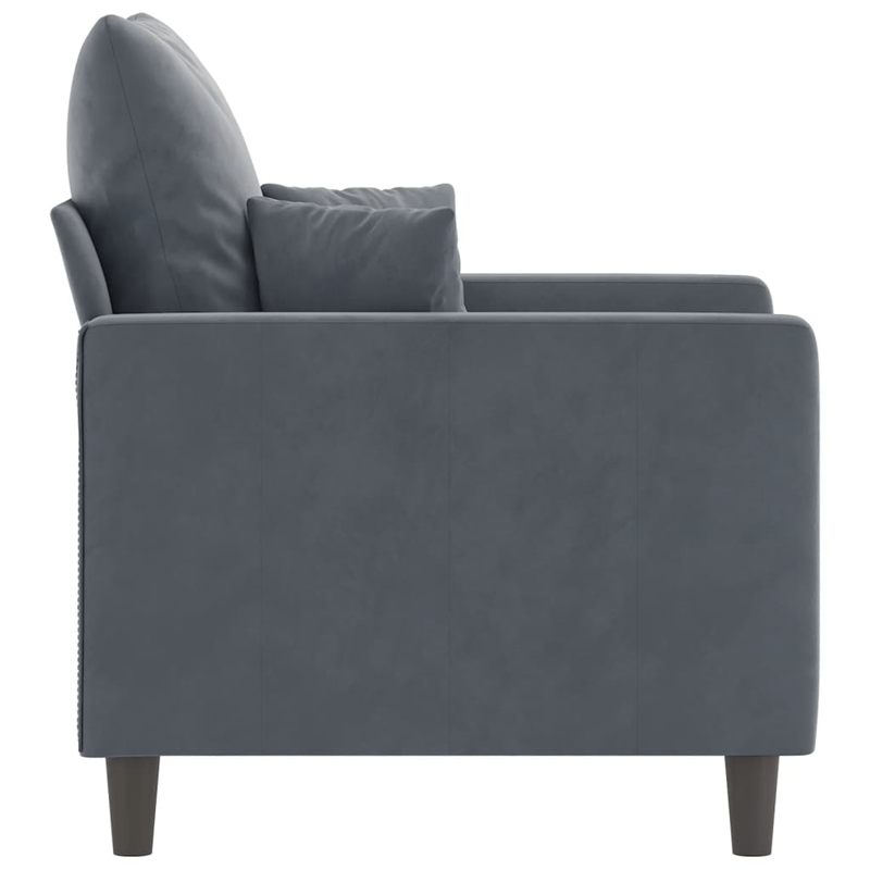 Bowery Hill Contemporary Single Sofa Chair in Dark Grey Polyester Velvet