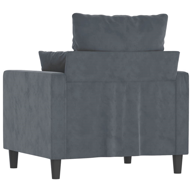 Bowery Hill Contemporary Single Sofa Chair in Dark Grey Polyester Velvet