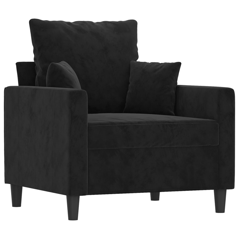 Bowery Hill Contemporary Single Sofa Chair in Black Polyester Velvet