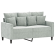 Bowery Hill Metal 2-Seater Sofa in Light Grey Polyester Velvet